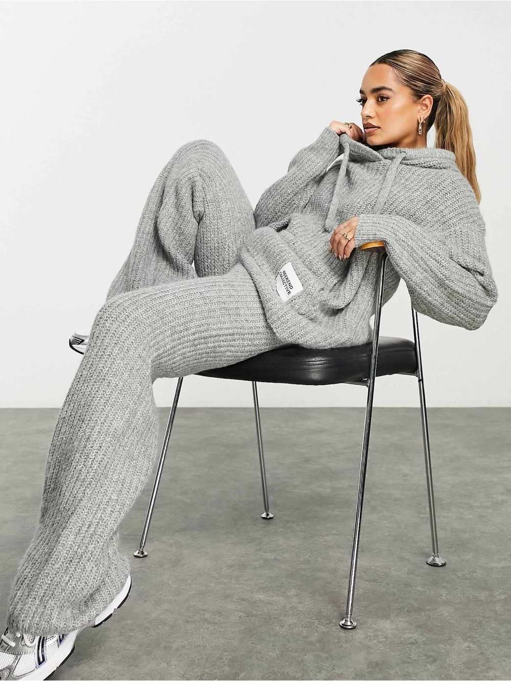 🐨 ASOS SET weekend collection Cozy Rib-Knit Wide Leg Pants & Matching Hoodie 🐨